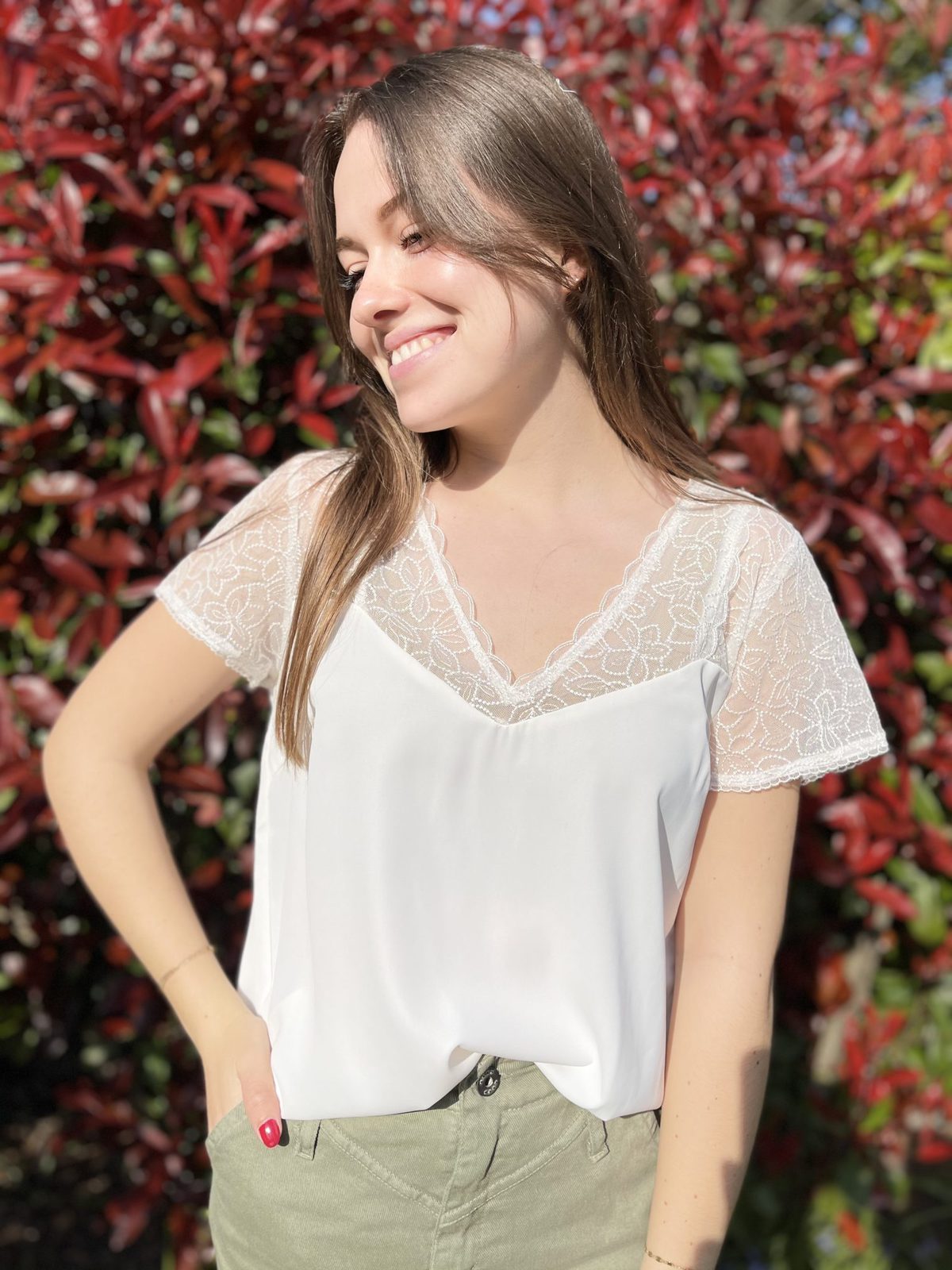 Top dentelle blanc