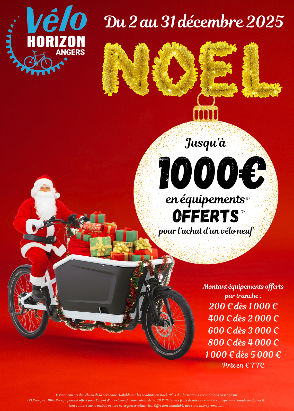 Noël 2026 Angers et Maine et Loire Vélo Horizon Angers